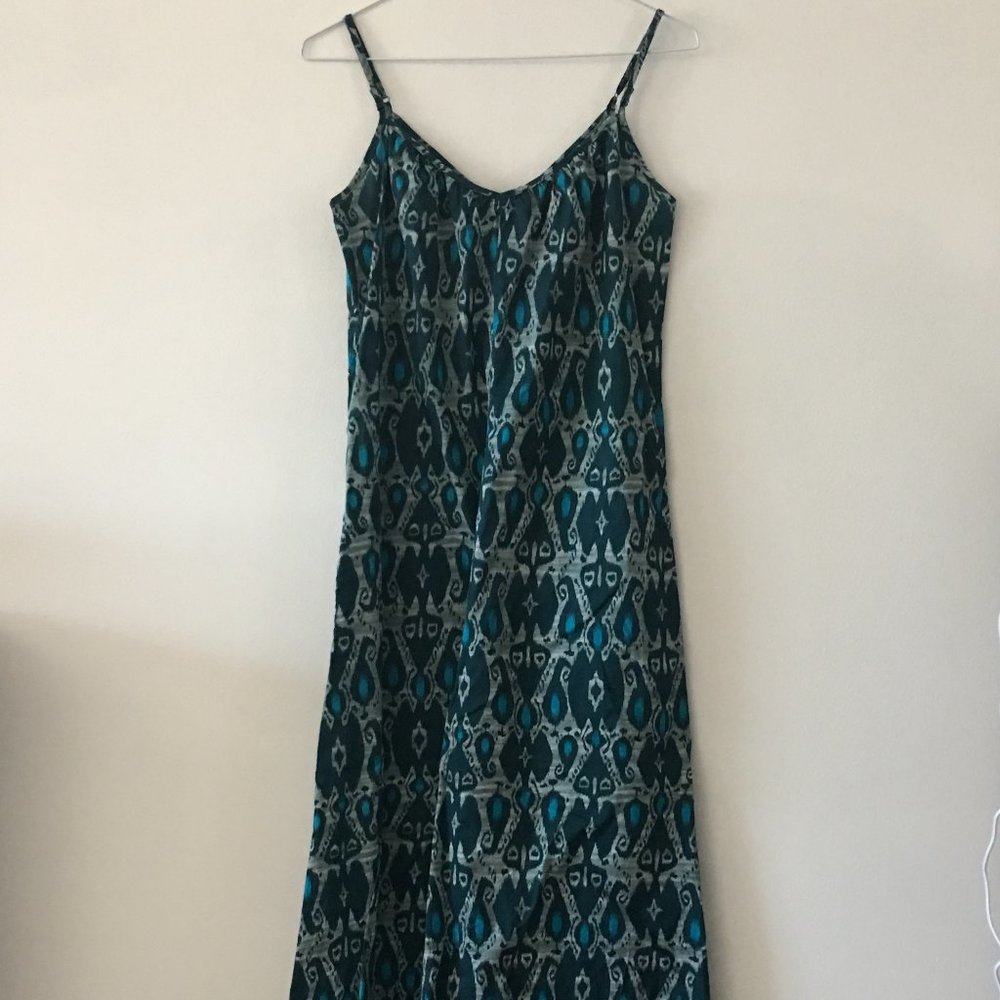 Joe Fresh blue ikat maxi flowy summer dress S